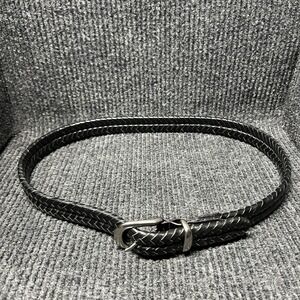 Coach Mens Woven Belt Size 36" Black Silver Belt Buckle Casual Classy Braided